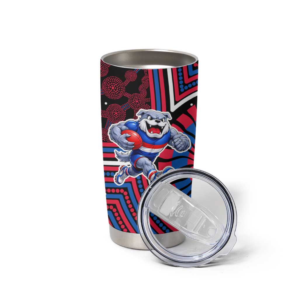 Western Bulldogs Tumbler Cup Indigenous Monochrome Dot Art Mascot Style
