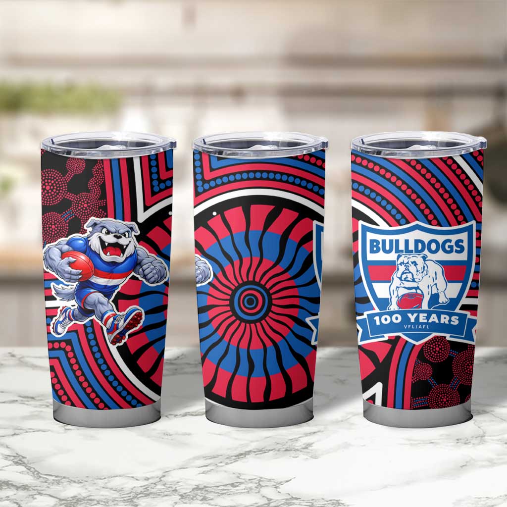 Western Bulldogs Tumbler Cup Indigenous Monochrome Dot Art Mascot Style