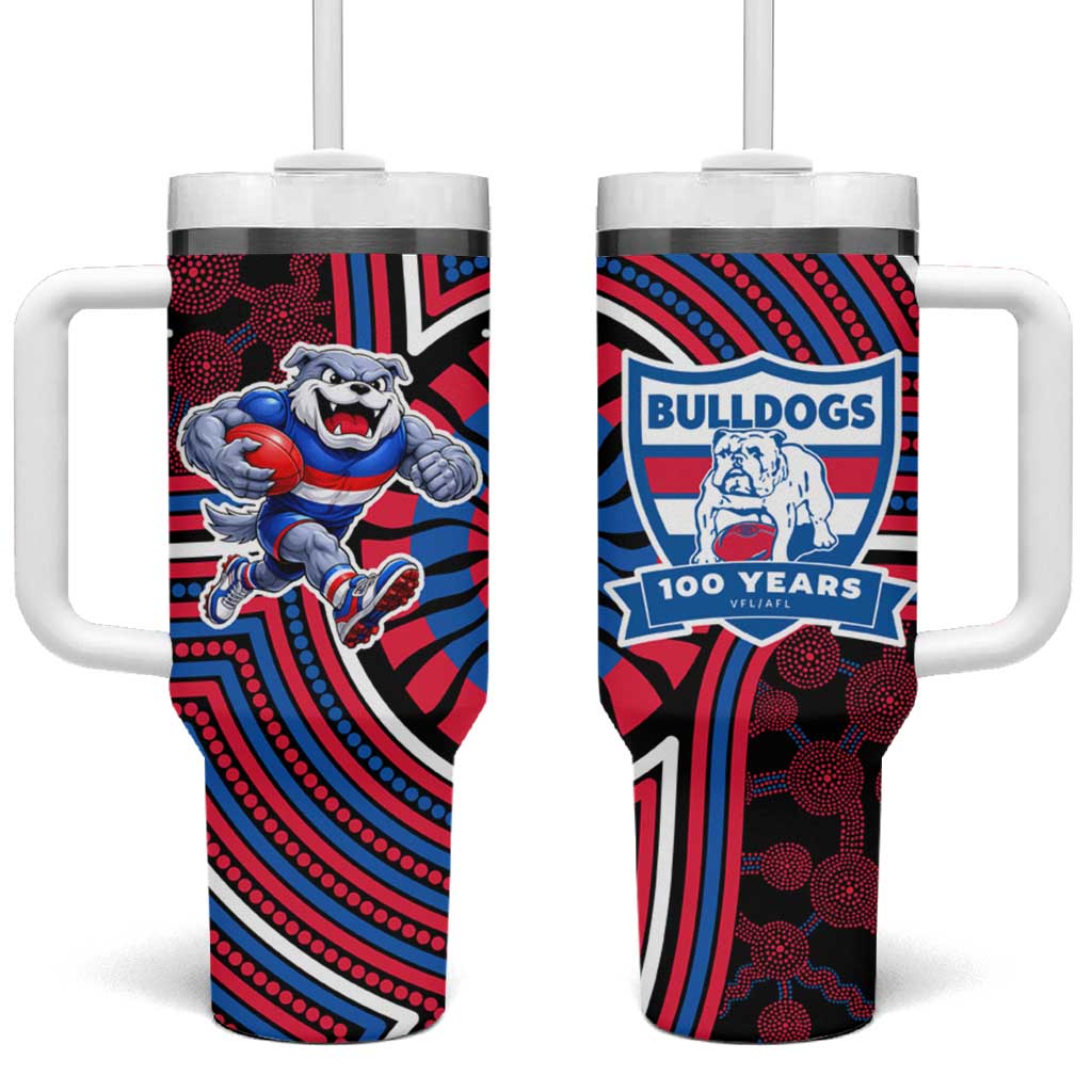 Western Bulldogs Tumbler With Handle Indigenous Monochrome Dot Art Mascot Style