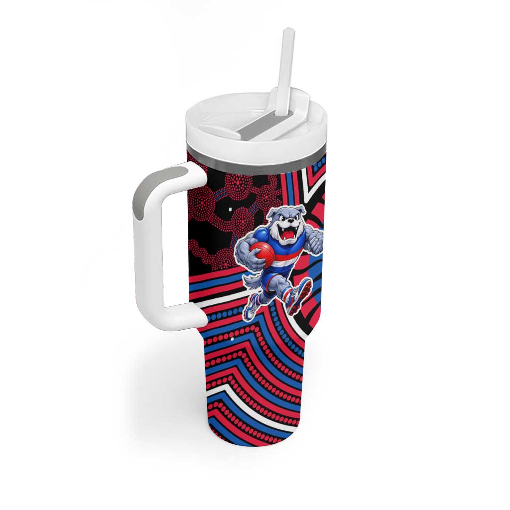 Western Bulldogs Tumbler With Handle Indigenous Monochrome Dot Art Mascot Style