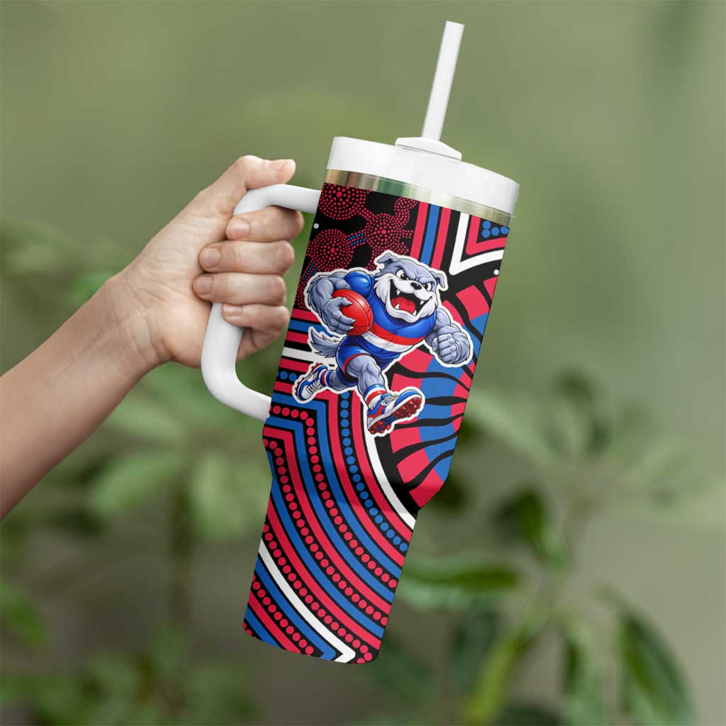 Western Bulldogs Tumbler With Handle Indigenous Monochrome Dot Art Mascot Style