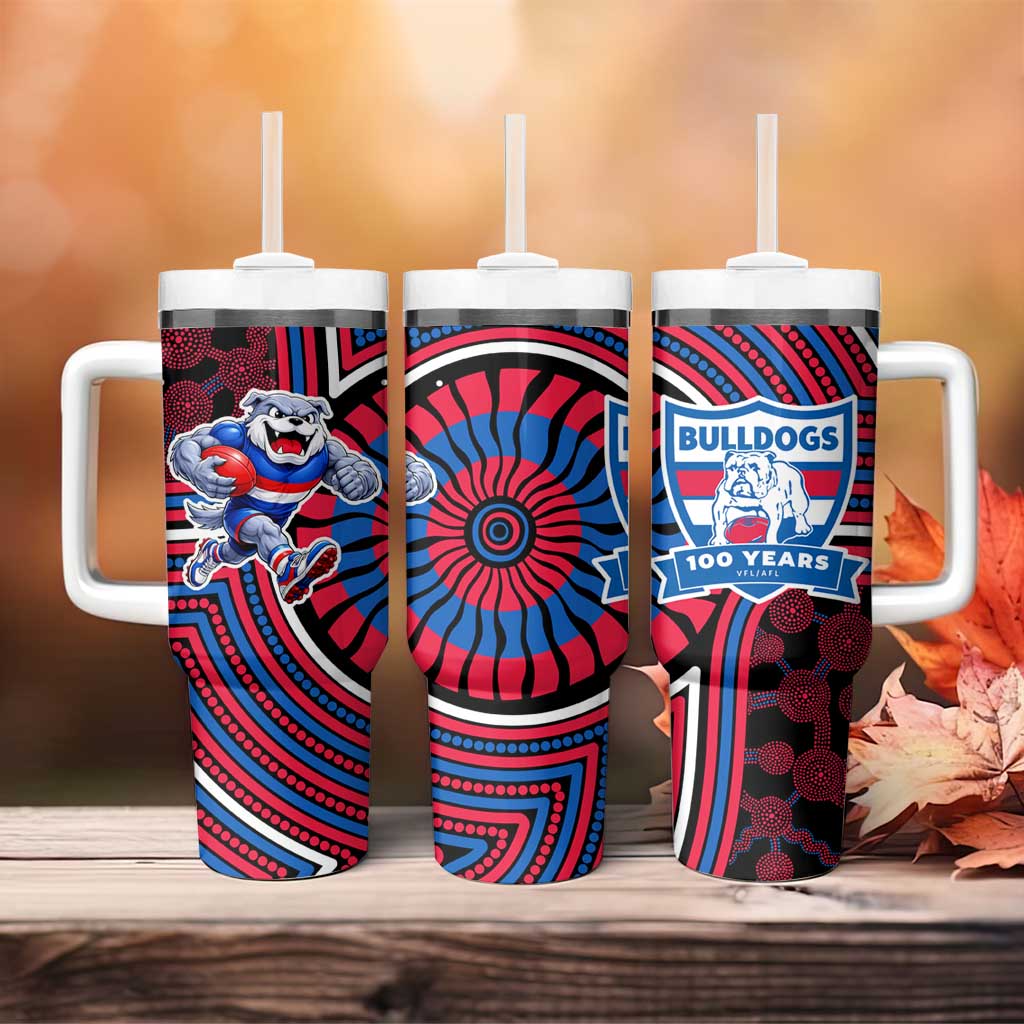 Western Bulldogs Tumbler With Handle Indigenous Monochrome Dot Art Mascot Style