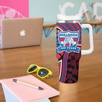 Western Bulldogs Tumbler With Handle Indigenous Monochrome Dot Art Mascot Style