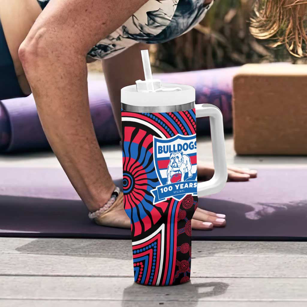 Western Bulldogs Tumbler With Handle Indigenous Monochrome Dot Art Mascot Style