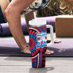 Western Bulldogs Tumbler With Handle Indigenous Monochrome Dot Art Mascot Style