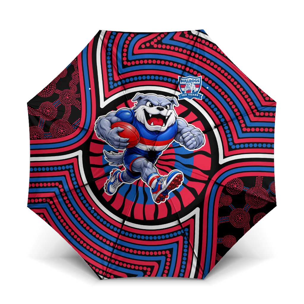 Western Bulldogs Umbrella Indigenous Monochrome Dot Art Mascot Style