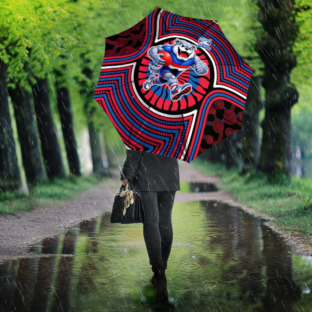 Western Bulldogs Umbrella Indigenous Monochrome Dot Art Mascot Style