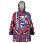 Western Bulldogs Wearable Blanket Hoodie Indigenous Monochrome Dot Art Mascot Style