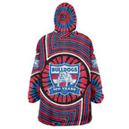 Western Bulldogs Wearable Blanket Hoodie Indigenous Monochrome Dot Art Mascot Style