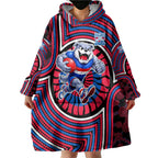 Western Bulldogs Wearable Blanket Hoodie Indigenous Monochrome Dot Art Mascot Style