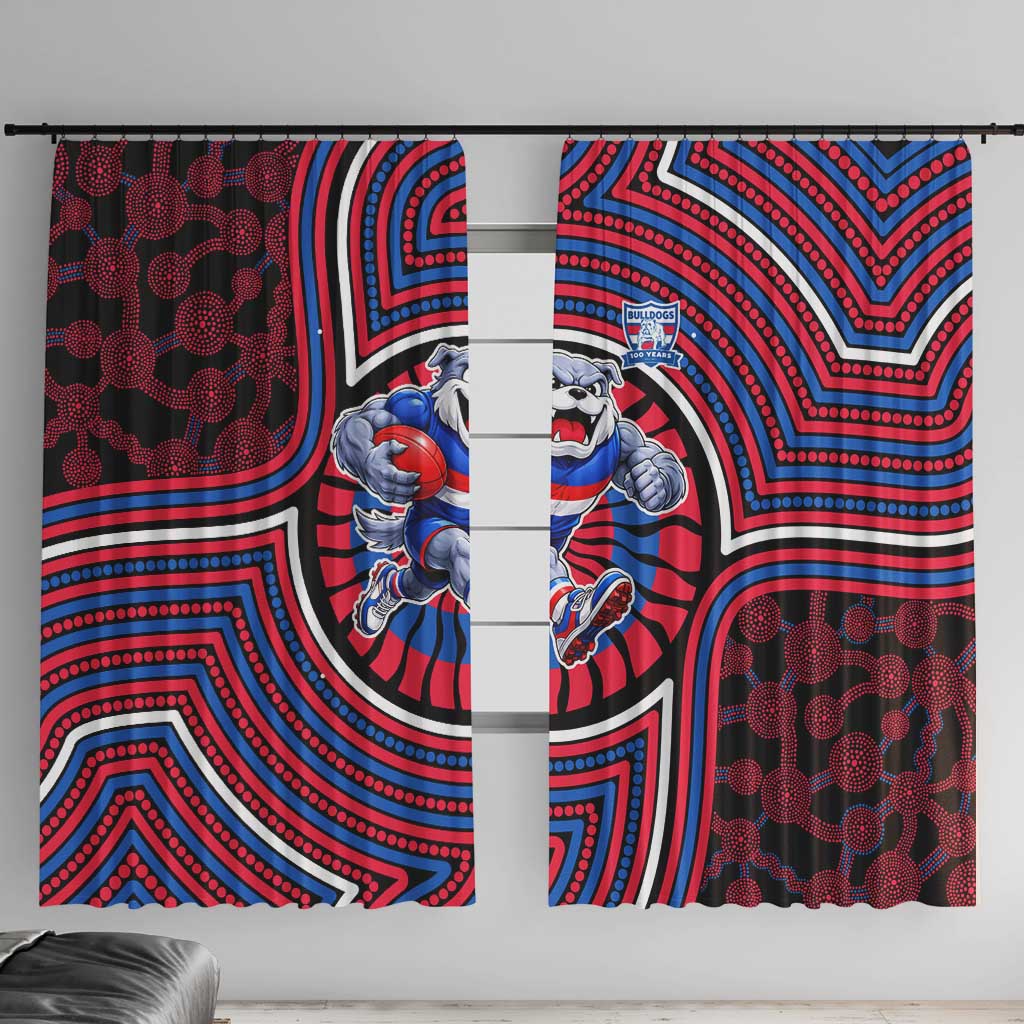Western Bulldogs Window Curtain Indigenous Monochrome Dot Art Mascot Style