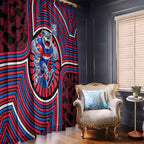 Western Bulldogs Window Curtain Indigenous Monochrome Dot Art Mascot Style