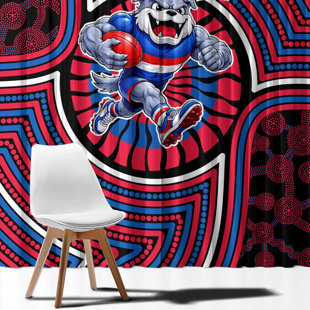 Western Bulldogs Window Curtain Indigenous Monochrome Dot Art Mascot Style