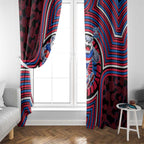 Western Bulldogs Window Curtain Indigenous Monochrome Dot Art Mascot Style