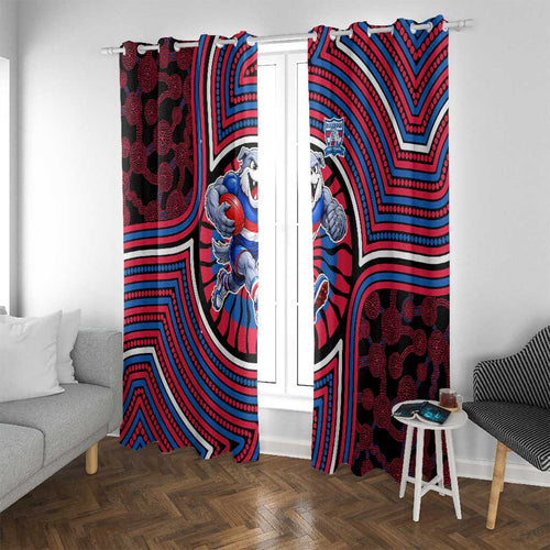 Western Bulldogs Window Curtain Indigenous Monochrome Dot Art Mascot Style