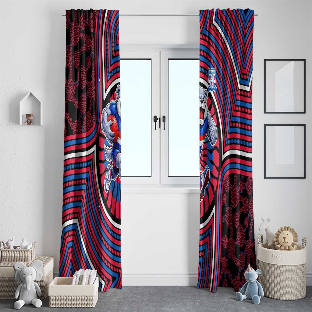 Western Bulldogs Window Curtain Indigenous Monochrome Dot Art Mascot Style