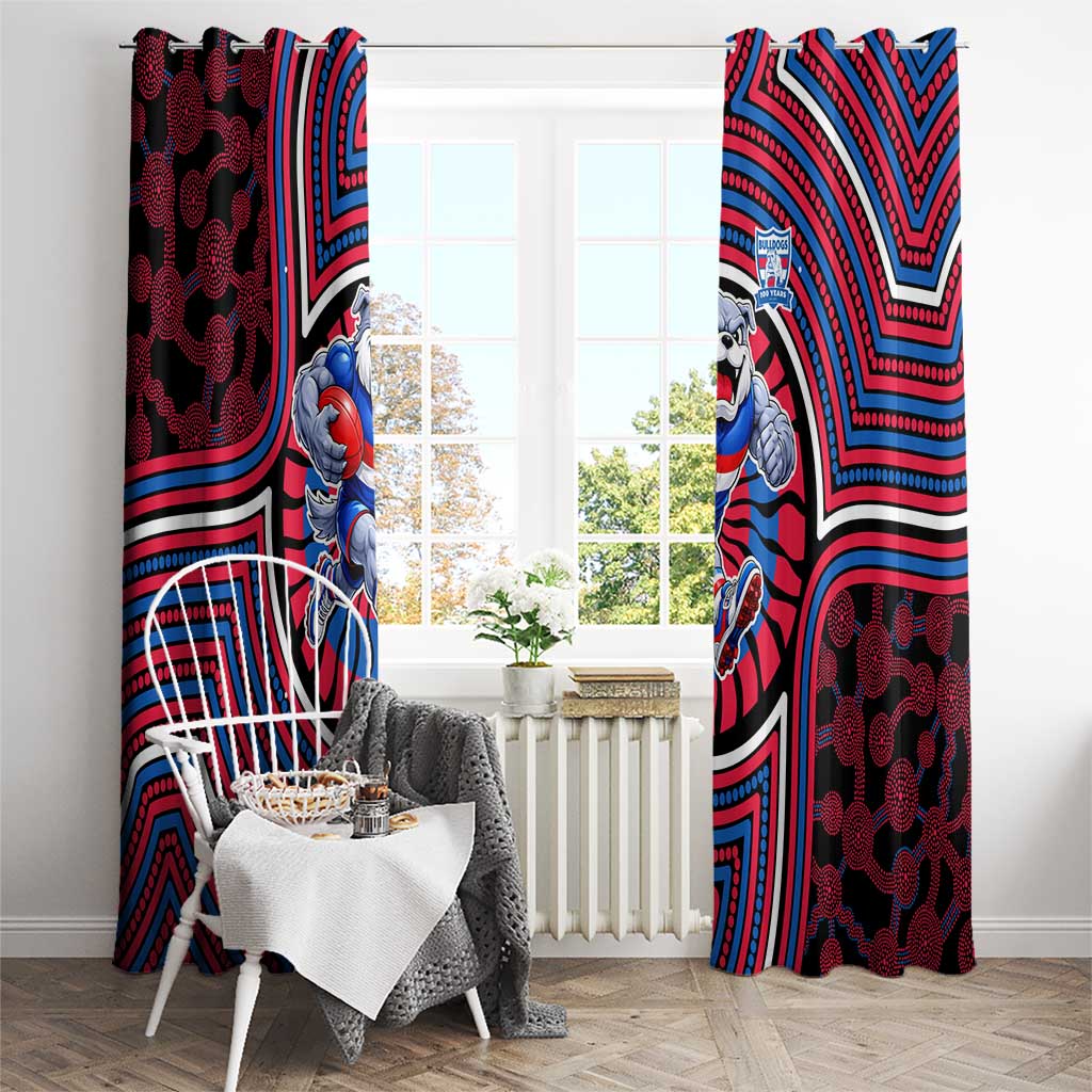 Western Bulldogs Window Curtain Indigenous Monochrome Dot Art Mascot Style