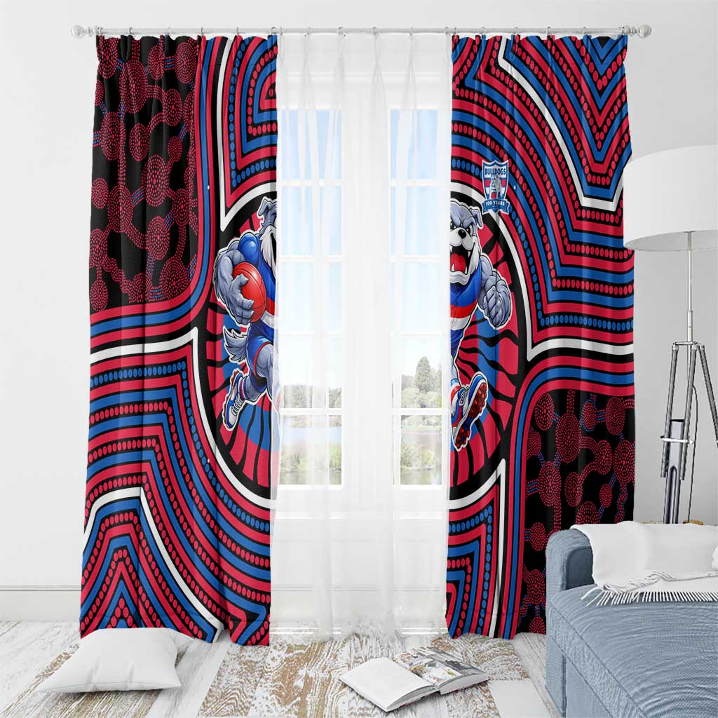 Western Bulldogs Window Curtain Indigenous Monochrome Dot Art Mascot Style
