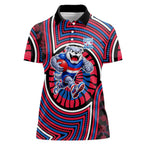 Western Bulldogs Women Polo Shirt Indigenous Monochrome Dot Art Mascot Style