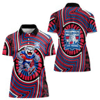 Western Bulldogs Women Polo Shirt Indigenous Monochrome Dot Art Mascot Style