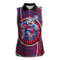 Western Bulldogs Women Sleeveless Polo Shirt Indigenous Monochrome Dot Art Mascot Style