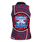 Western Bulldogs Women Sleeveless Polo Shirt Indigenous Monochrome Dot Art Mascot Style