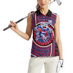 Western Bulldogs Women Sleeveless Polo Shirt Indigenous Monochrome Dot Art Mascot Style