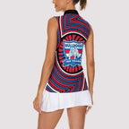 Western Bulldogs Women Sleeveless Polo Shirt Indigenous Monochrome Dot Art Mascot Style