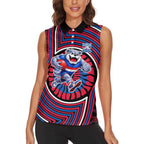 Western Bulldogs Women Sleeveless Polo Shirt Indigenous Monochrome Dot Art Mascot Style