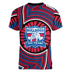 Western Bulldogs Women V-Neck T-Shirt Indigenous Monochrome Dot Art Mascot Style