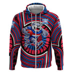 Western Bulldogs Zip Hoodie Indigenous Monochrome Dot Art Mascot Style
