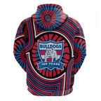 Western Bulldogs Zip Hoodie Indigenous Monochrome Dot Art Mascot Style