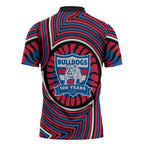 Western Bulldogs Zipper Polo Shirt Indigenous Monochrome Dot Art Mascot Style