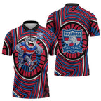 Western Bulldogs Zipper Polo Shirt Indigenous Monochrome Dot Art Mascot Style