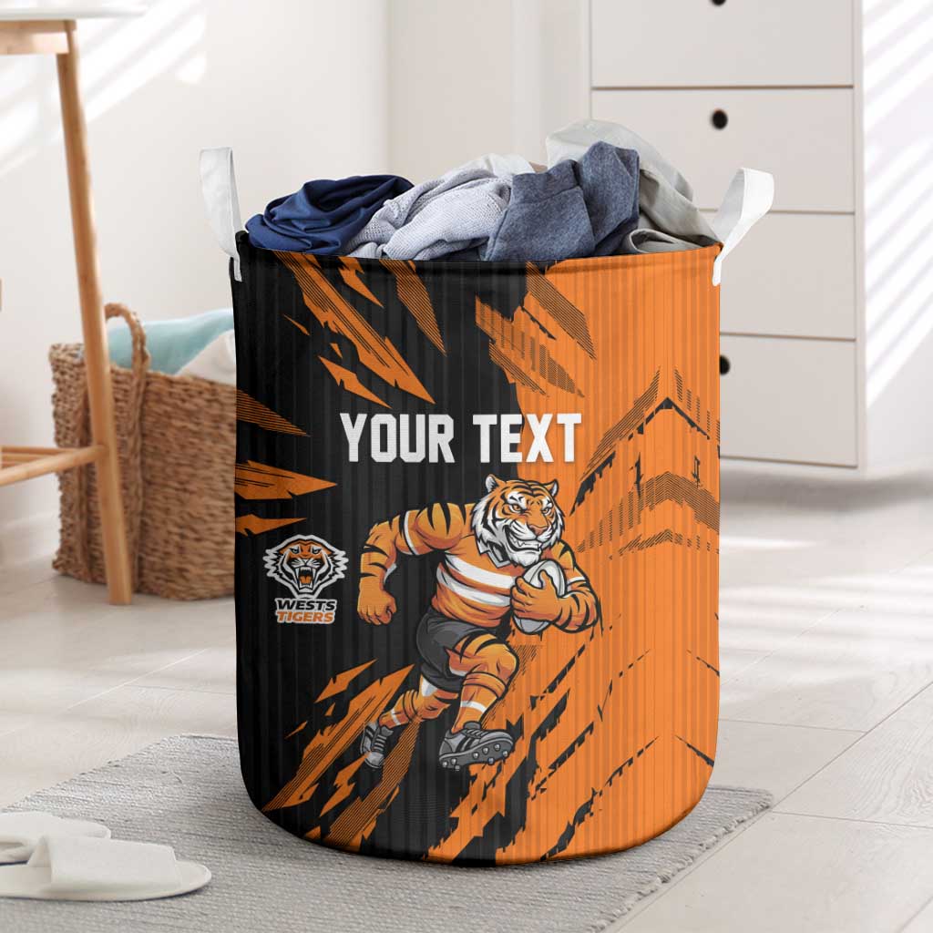 Personalized Wests Tigers Laundry Basket Dynamic Lightning Mascot Rugby Australia