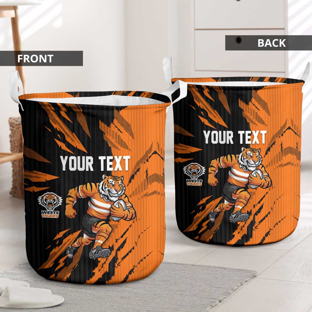 Personalized Wests Tigers Laundry Basket Dynamic Lightning Mascot Rugby Australia