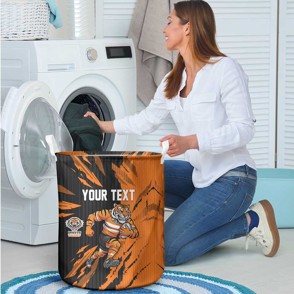 Personalized Wests Tigers Laundry Basket Dynamic Lightning Mascot Rugby Australia