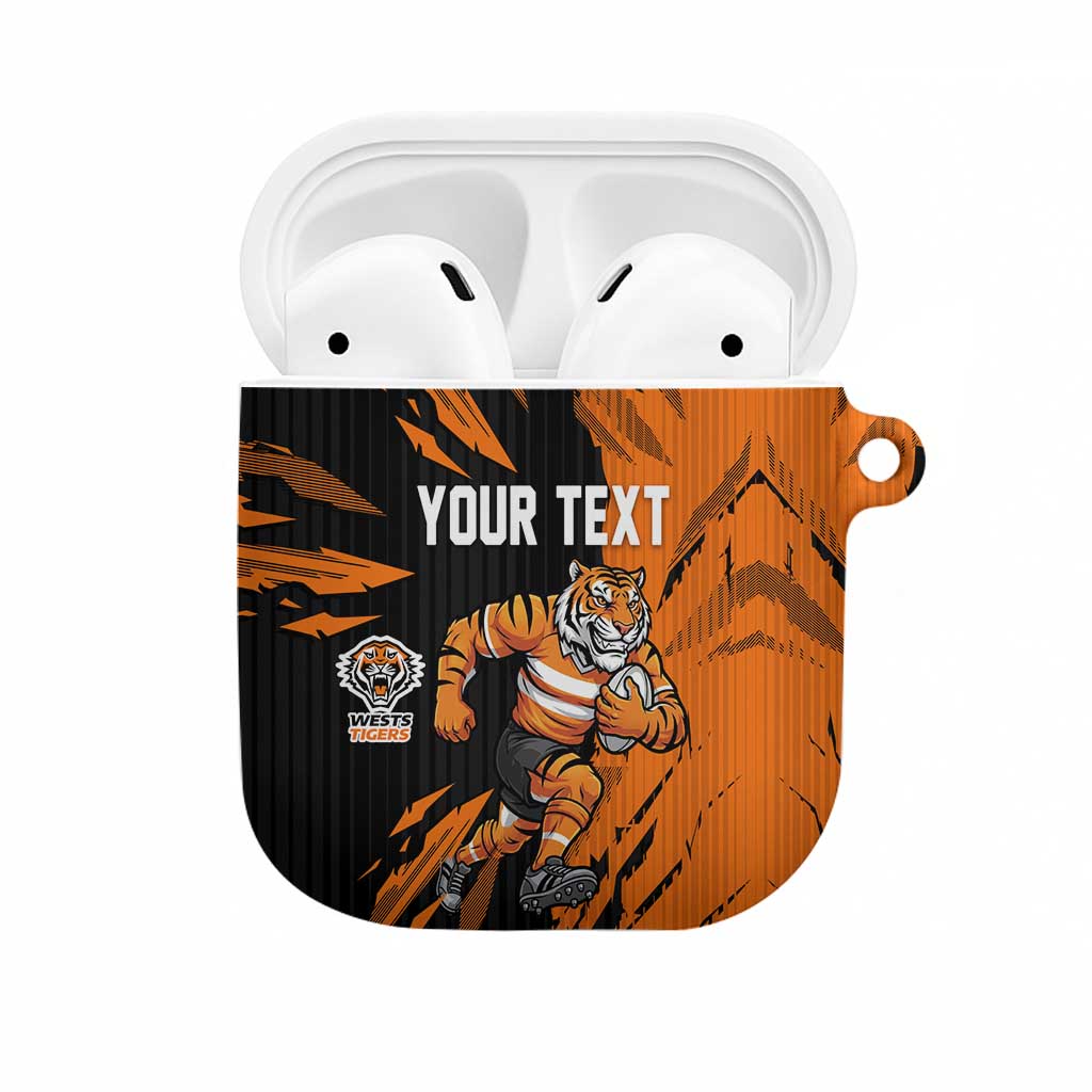 Personalized Wests Tigers AirPods Case Dynamic Lightning Mascot Rugby Australia