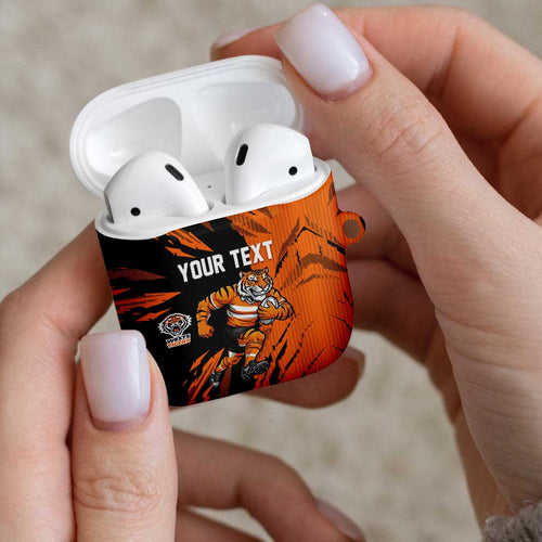Personalized Wests Tigers AirPods Case Dynamic Lightning Mascot Rugby Australia