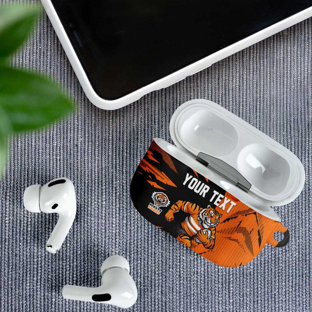 Personalized Wests Tigers AirPods Case Dynamic Lightning Mascot Rugby Australia
