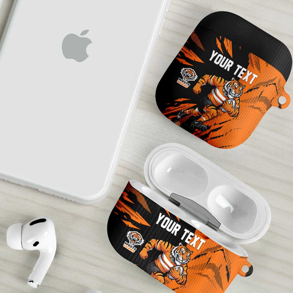 Personalized Wests Tigers AirPods Case Dynamic Lightning Mascot Rugby Australia