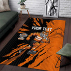 Personalized Wests Tigers Area Rug Dynamic Lightning Mascot Rugby Australia