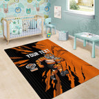 Personalized Wests Tigers Area Rug Dynamic Lightning Mascot Rugby Australia