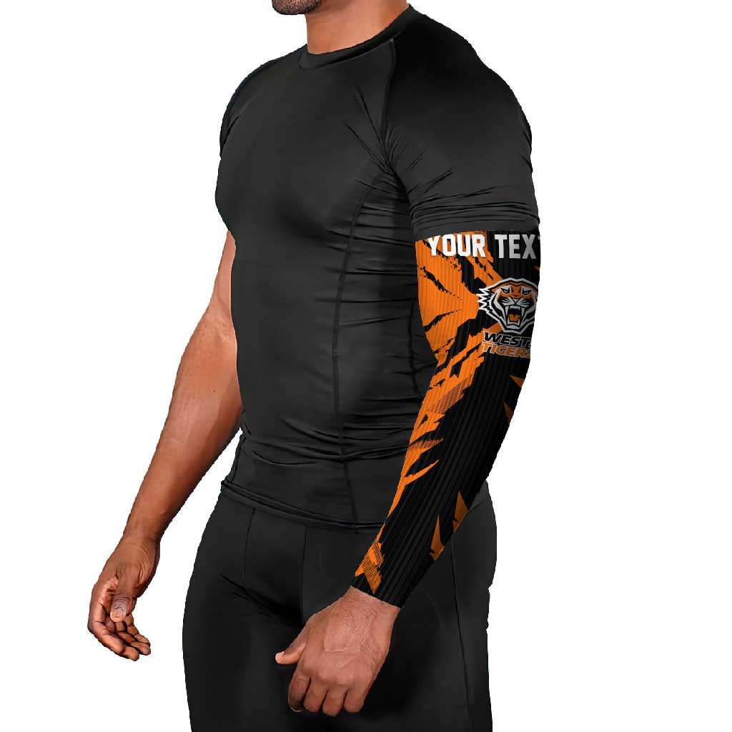 Personalized Wests Tigers Arm Sleeves Dynamic Lightning Mascot Rugby Australia