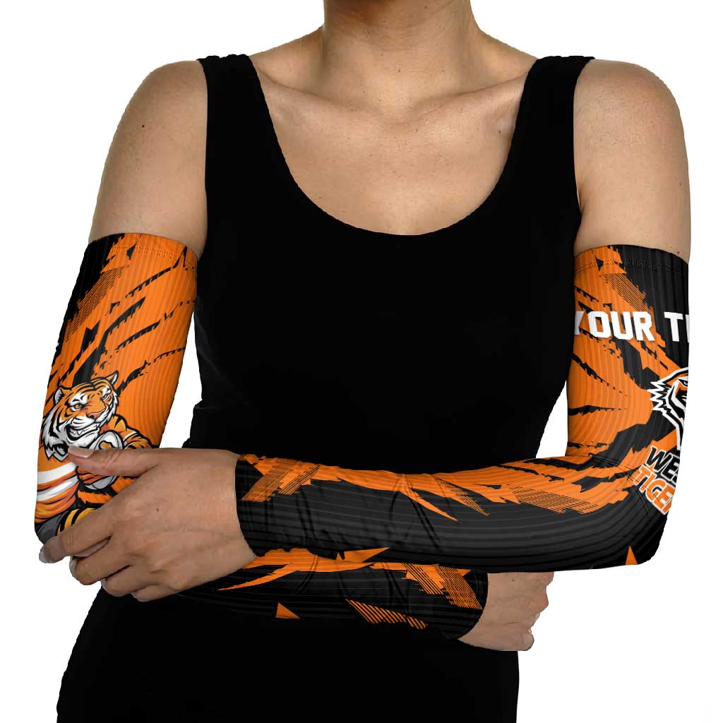 Personalized Wests Tigers Arm Sleeves Dynamic Lightning Mascot Rugby Australia