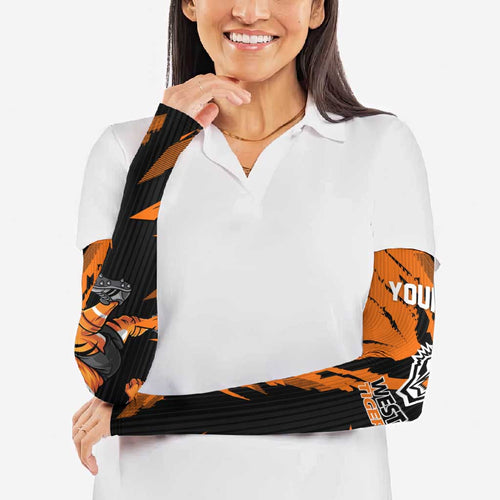 Personalized Wests Tigers Arm Sleeves Dynamic Lightning Mascot Rugby Australia