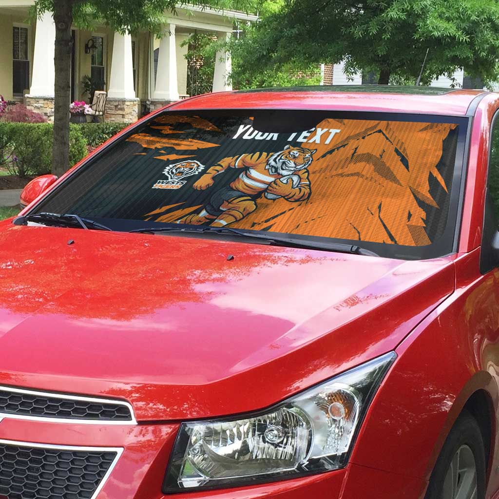 Personalized Wests Tigers Auto Sun Shade Dynamic Lightning Mascot Rugby Australia