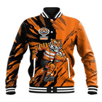 Personalized Wests Tigers Baseball Jacket Dynamic Lightning Mascot Rugby Australia