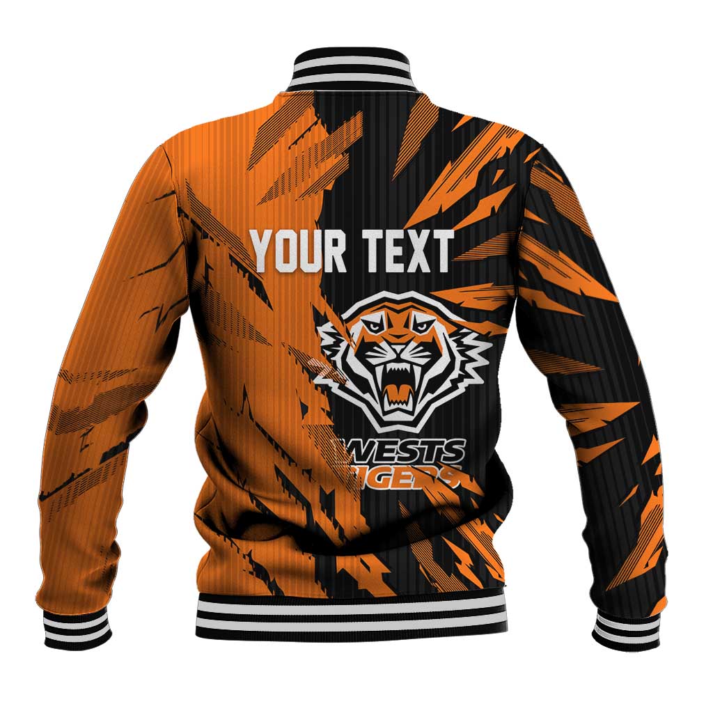 Personalized Wests Tigers Baseball Jacket Dynamic Lightning Mascot Rugby Australia