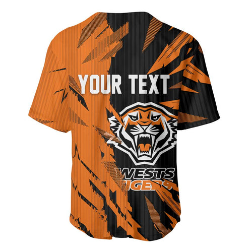Personalized Wests Tigers Baseball Jersey Dynamic Lightning Mascot Rugby Australia